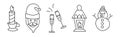 Christmas Doodle Symbol and Objects with Candle, Santa, Champagne, Snowman and Lantern Vector Set