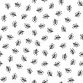 Christmas doodle Christmas tree branches and dots seamless pattern. Black and white linear winter holiday background