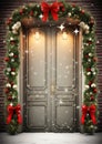 Christmas Door Decorations watercolor winter border frame Royalty Free Stock Photo