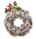 Christmas door wreath with hawthorn Royalty Free Stock Photo