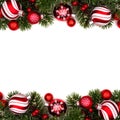 Red and white Christmas bauble double border on white Royalty Free Stock Photo