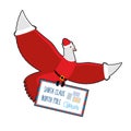 Christmas Dove carries mail to Santa Claus. postal pigeons in Sa Royalty Free Stock Photo