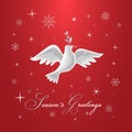 Christmas Dove with olive branch vector poster Royalty Free Stock Photo