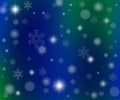 Christmas drawing a variety of snowflakes and highlights on a blue-green background