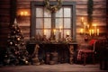 Christmas Dreamy rustic wood window , tematic Christmas