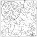 Christmas drink with gingerbread.Coloring book antistress for children and adults