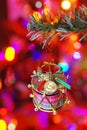 Christmas Drum Decorated On A Branch Royalty Free Stock Photo