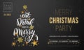 Merry Christmas party poster banner vector golden decoration snowflake New Year background Royalty Free Stock Photo