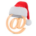 Christmas eCards concept. E-mail sign with Santa Claus Christmas hat. 3D rendering Royalty Free Stock Photo