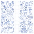 Christmas element in doodle kids drawing style. Vector pattern. Royalty Free Stock Photo