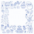 Christmas element in doodle kids drawing style. Vector pattern. Royalty Free Stock Photo