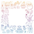 Christmas element in doodle kids drawing style. Vector pattern. Royalty Free Stock Photo