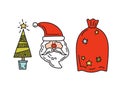 Doodle drawing Santa Claus christmas Gifts Fir-tree Royalty Free Stock Photo