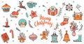 Christmas elements in doodle style vector set Royalty Free Stock Photo