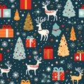 christmas elements on green background seamless pattern generative ai