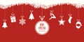 Christmas elements hanging red background Royalty Free Stock Photo
