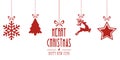 Christmas elements hanging red isolated background Royalty Free Stock Photo