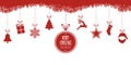 Christmas elements hanging red isolated background Royalty Free Stock Photo