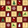 Christmas elements over checked background