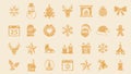 Christmas Elements Set Scribble Gold Texture Collection Holiday Icons.Vector Bundle Royalty Free Stock Photo