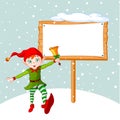 Christmas Elf & billboard Royalty Free Stock Photo