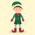 Christmas Elf Boy with Jumpsuit Cartoon