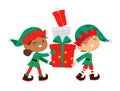 Christmas elf character. Cute Santa Claus helpers elves. Royalty Free Stock Photo