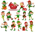 Christmas elf in different positions Royalty Free Stock Photo