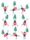 A Christmas elf doing a somersault