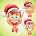 Christmas elf face expressions set Royalty Free Stock Photo