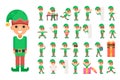 Christmas Elf Girl Santa Claus Helper in Different Poses and Actions Teen Characters Icons Set New Year Gift Holiday Royalty Free Stock Photo