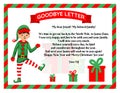 Christmas elf goodbye letter with christmas gift. Flat vector illustration