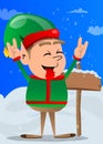 Christmas Elf with hands in rocker pose.