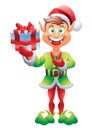 Christmas elf holding present