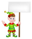 Christmas Elf Holding Sign Royalty Free Stock Photo