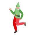 Christmas elf icon isometric vector. Tiny jubilant Santa helper