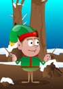 Christmas Elf orchestra conductor. Santa Claus`s little worker, helper