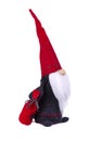 Christmas elf with pointed hat. Scandinavian gnome, troll, decorative christmas toy, isolated on white background.