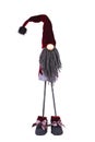Christmas elf with pointed hat. Scandinavian gnome, troll, decorative christmas toy, isolated on white background.