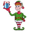 Christmas elf. Set of different elves for christmas. Different new year characters. Santa Claus helpers. New Year characters