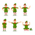 Christmas elf set of poses. Various movements assistant of Santa
