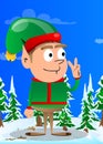 Christmas Elf showing the V sign, peace hand gesture. Royalty Free Stock Photo