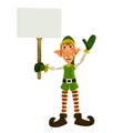 Christmas Elf with Sign Royalty Free Stock Photo