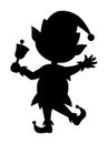 Christmas elf silhouette isolated. Christmas elf illustration. Festive decorative element.