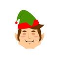 Christmas Elf sleeping Emoji. Santa helper asleep emotion .