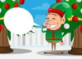 Christmas Elf with sympathy. Santa Claus`s little worker, helper Royalty Free Stock Photo