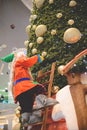 Christmas Elf on the tree in a green cap