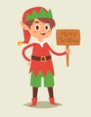 Christmas elfs kids vector children Santa Claus helpers Royalty Free Stock Photo