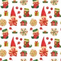 Christmas Elves Factory pattern with stockings and lollipops