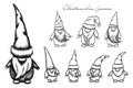 Christmas elves or gnomes. Vector hand drawn illustration